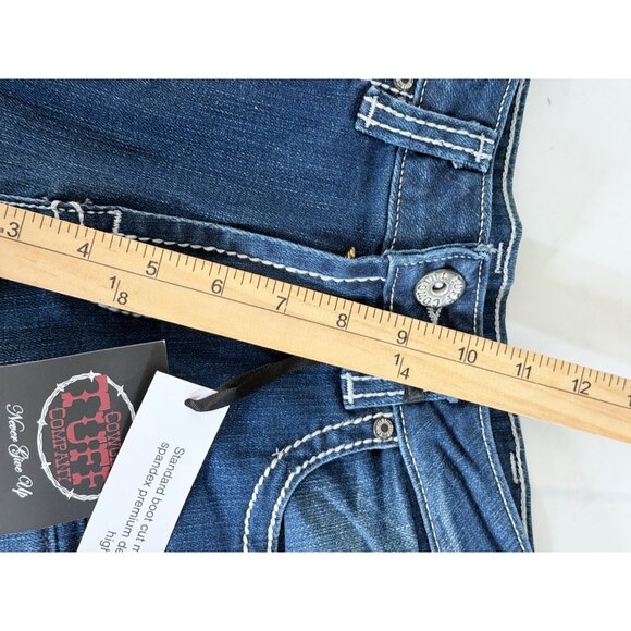 Cowgirl Tuff Co. Edgy Bootcut Jeans Womens Size 11/12 Blue Denim Natural Waist W - Picture 9 of 12